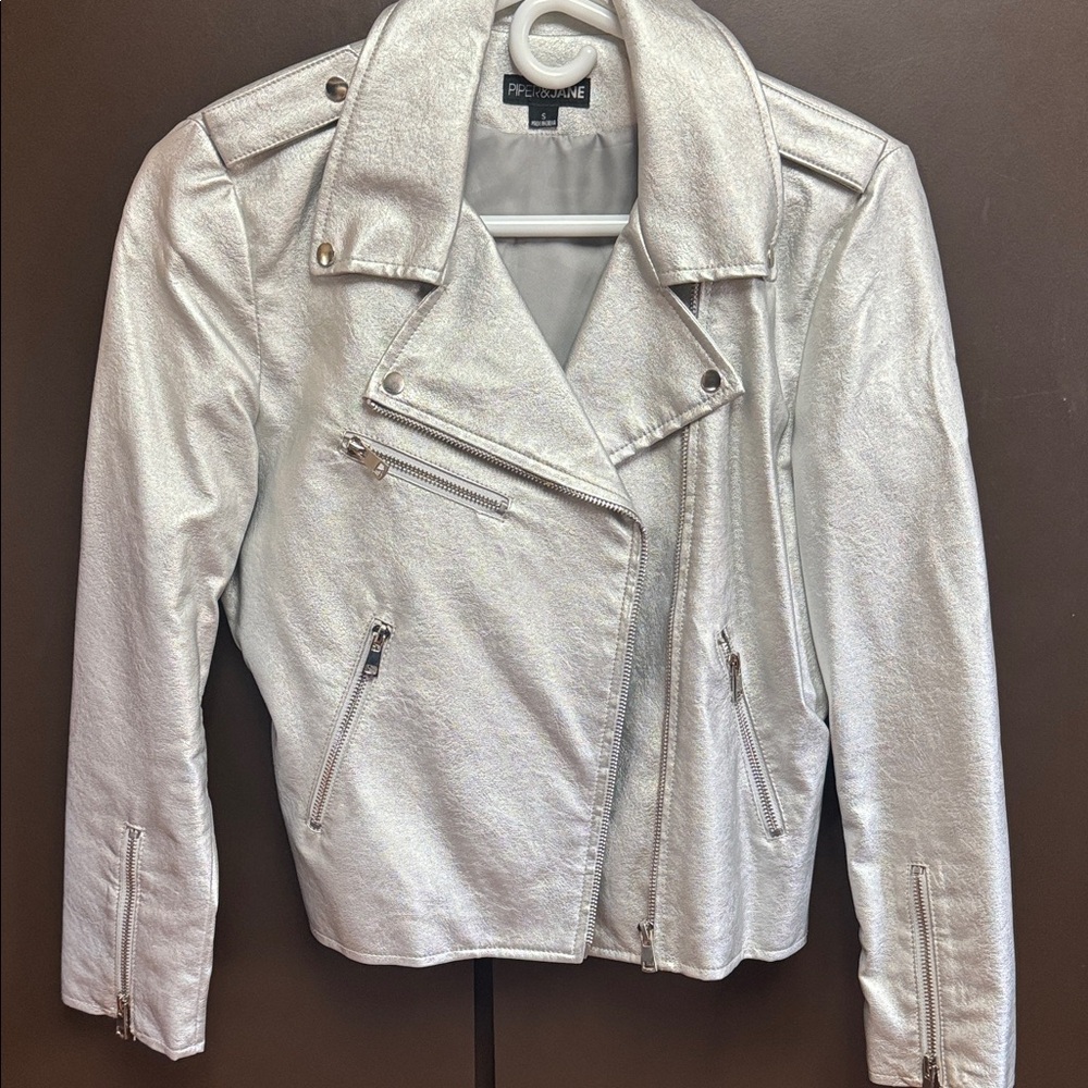 Silver Moto Jacket by Piper & Jane . Sz Small